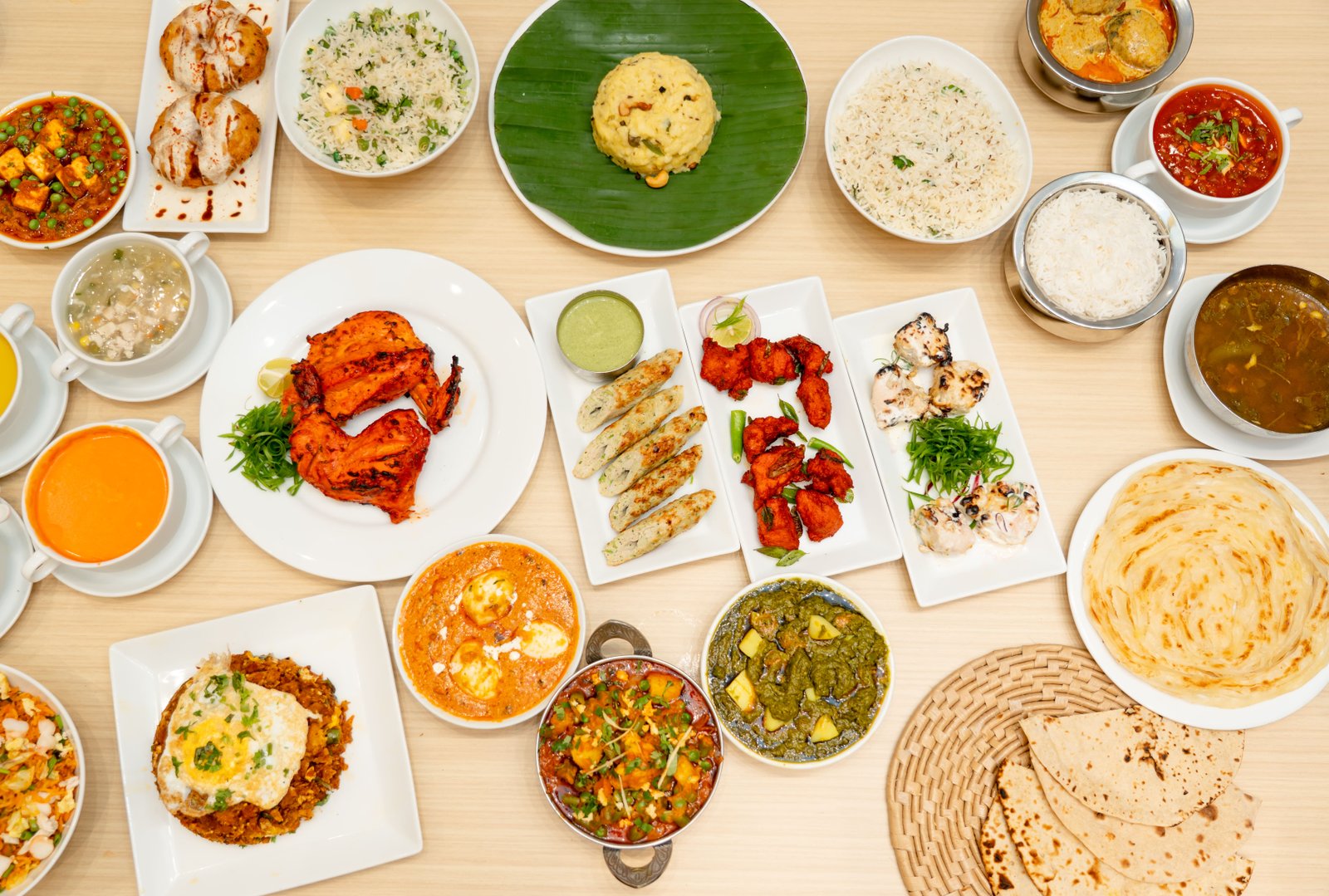 Delicious food on a golden background